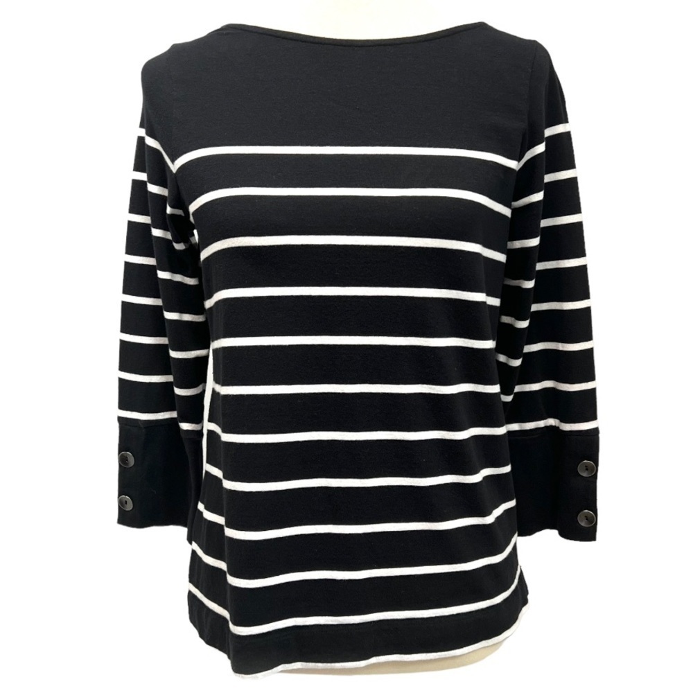 J. Jill Striped Knit Tie Back Black & White Top Womens Medium - Picture 3 of 12